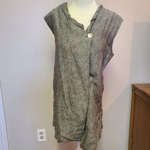 Bryn Walker linen sleeveless tunic top vest lagenlook oversized vest striped